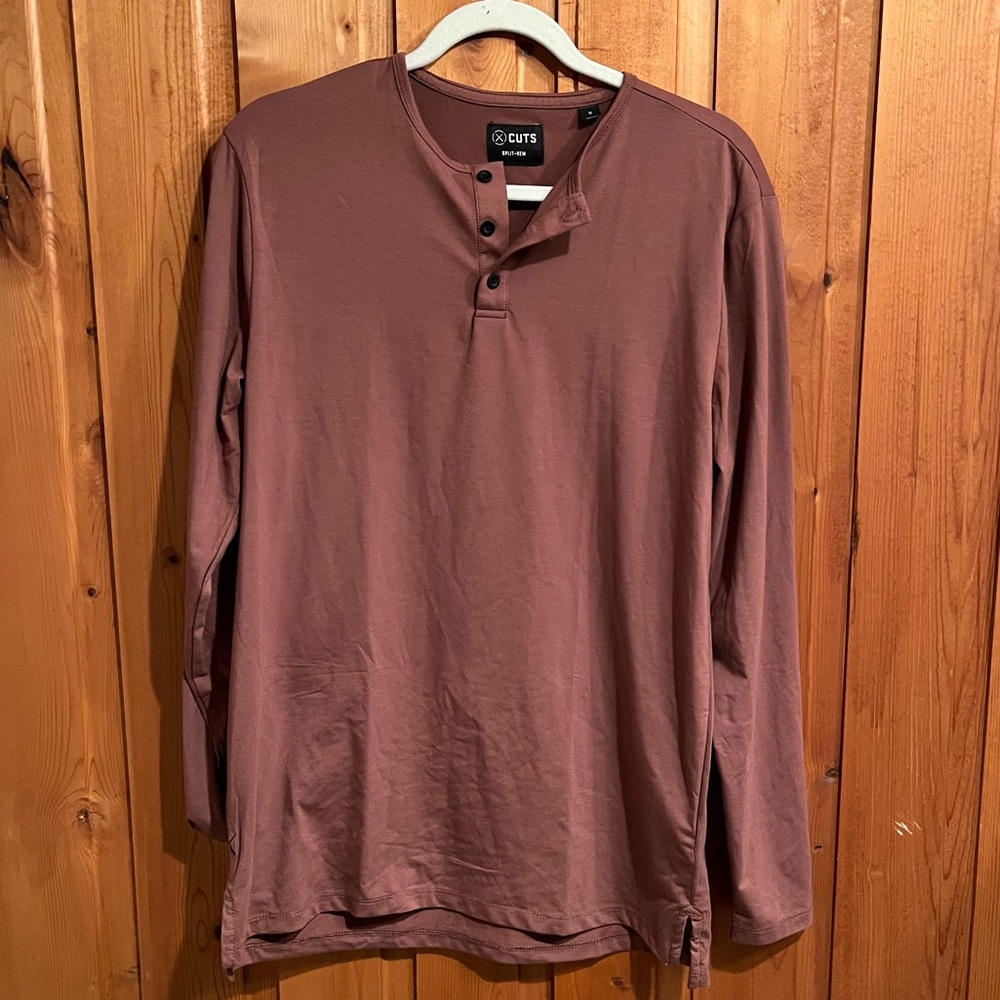 Cuts Clothing Maroon Split-Hem L/S Henley